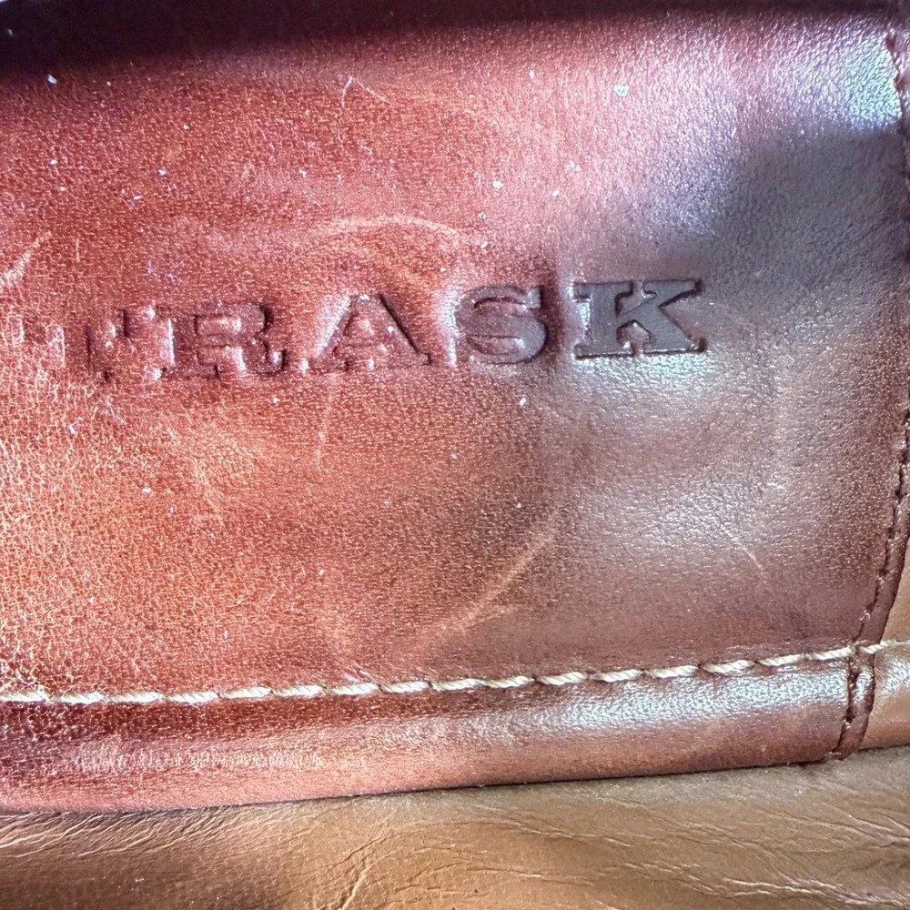 Trask Genuine Handsewn Brown Leather Penny Loafers Men's 10.5M Made in Italy